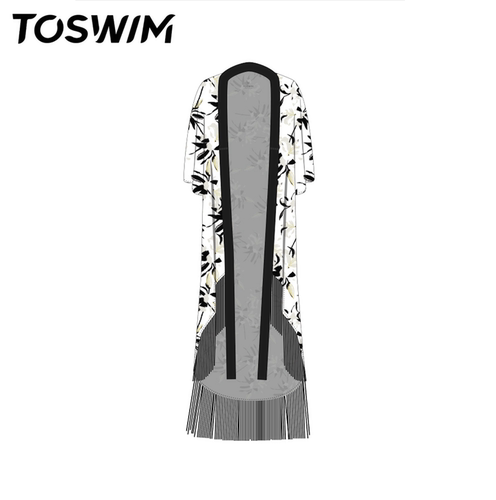 【样衣清仓-水墨百合】TOSWIM拓胜海边防晒罩衫长款保暖温泉浴袍