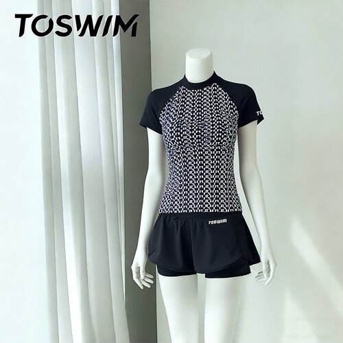 TOSWIM泳衣女夏短袖游泳衣分体泳