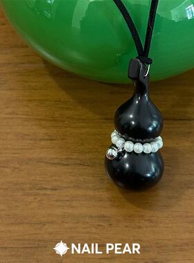 钉梨原创小众复古珍珠葫芦毛衣链
