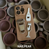 NP钉梨「微醺派对」系列独立原创设计复古立体钉珠酒杯酒瓶手机壳