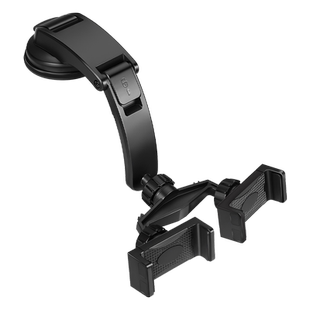 手机车载支架车内一拖二机位双夹子汽车仪表台吸盘固定导航支撑架
