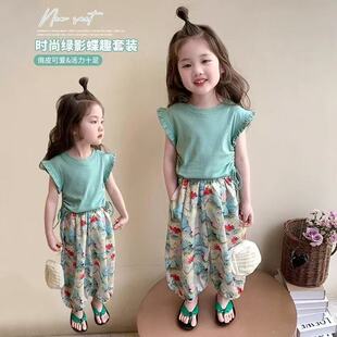 SonnyKids 女童秋季新款连帽马甲毛衣套装针织阔腿裤两件套