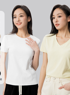 MEET SWEETBOY纯色正肩百搭棉T恤女新款短袖上衣