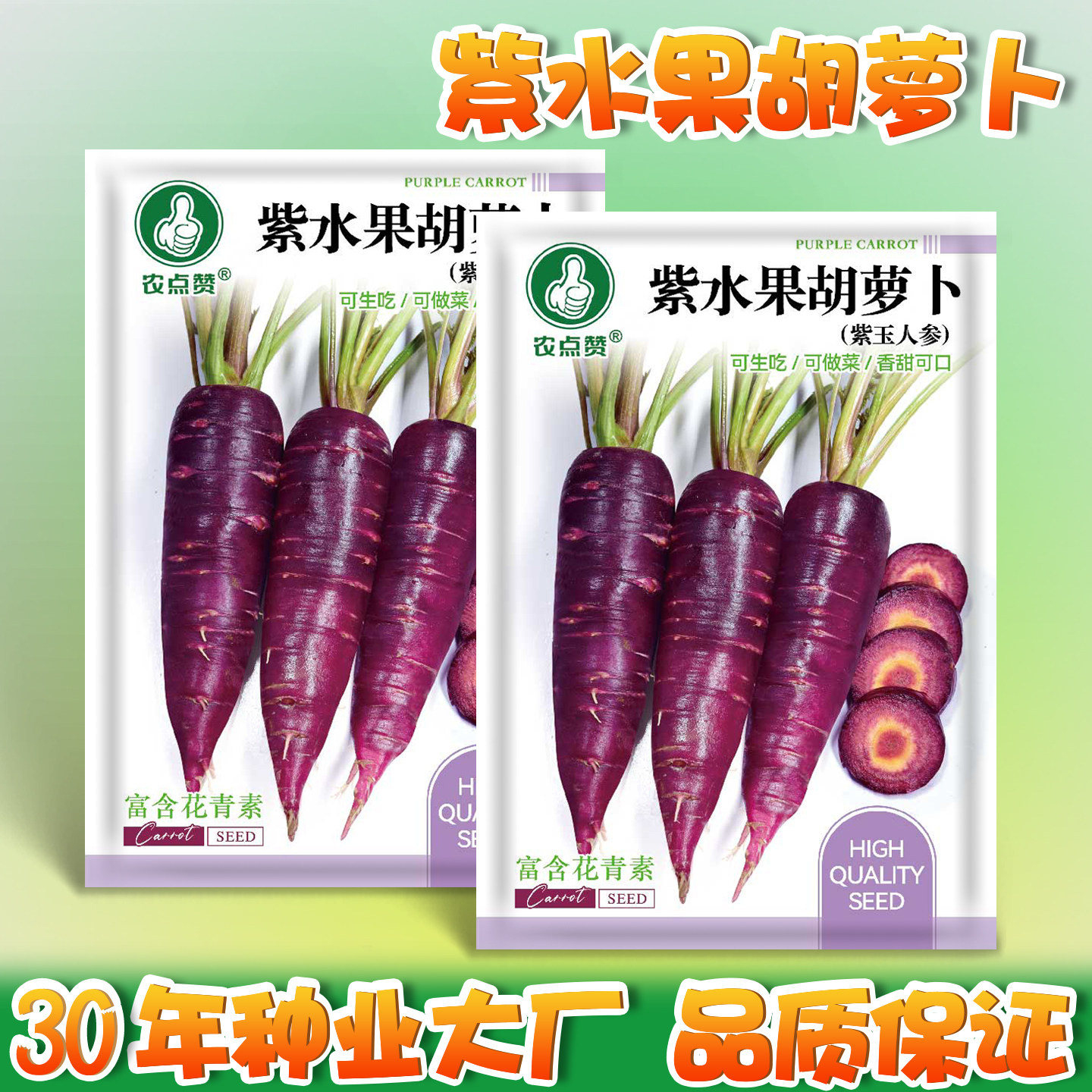 紫水果胡萝卜种子高营养紫玉人参胡萝卜籽种可生吃可做菜四季蔬菜