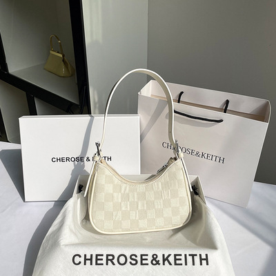 CHEROSE&KEITH正品小众奶油月牙腋下包包女秋冬高级感法棍单肩包