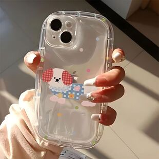 彩波点小狗狗适用苹果11小胖子苹果16plus软壳15 14pro简约13pro