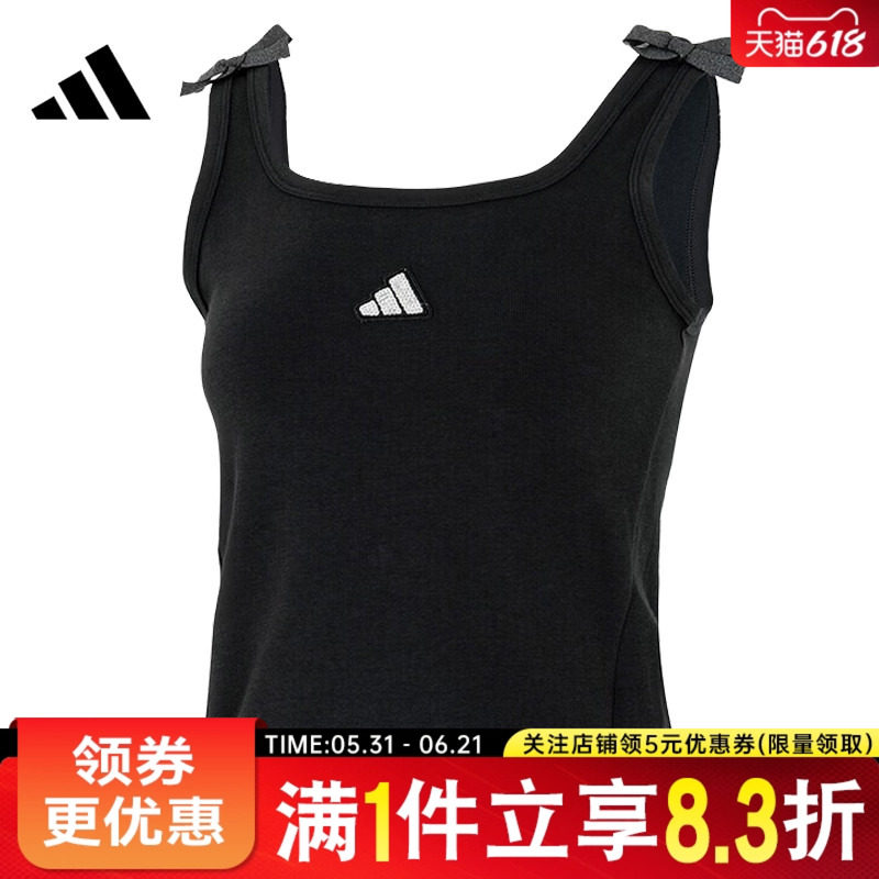 adidas阿迪达斯DANCE春季女子运动休闲无袖T恤街头黑色背