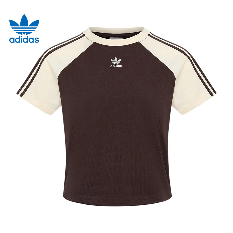 adidas阿迪达斯三叶草夏季女子运动休闲圆领短袖T恤KU476