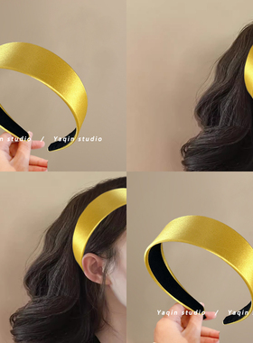 少女的摩卡！姜黄色宽版缎面发箍！马卡龙风头箍发卡发饰女盘发器
