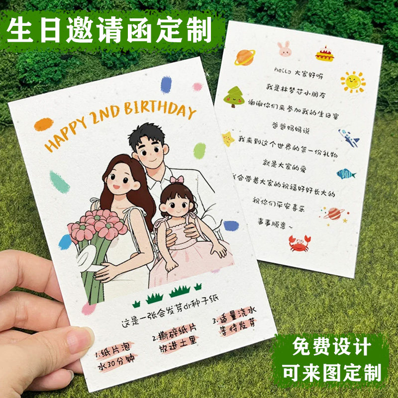 生日邀请函定制宝宝周岁宴个性请柬设计卡通图案创意请帖卡片定做