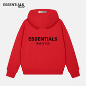 ESSENTIALS官方连帽红色卫衣男女情侣装 2026马年新春卫衣潮牌帽衫