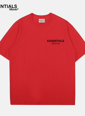 【一折专区】奥特莱斯丨2025新款丨ESSENTIALS官方丨红色纯棉短袖