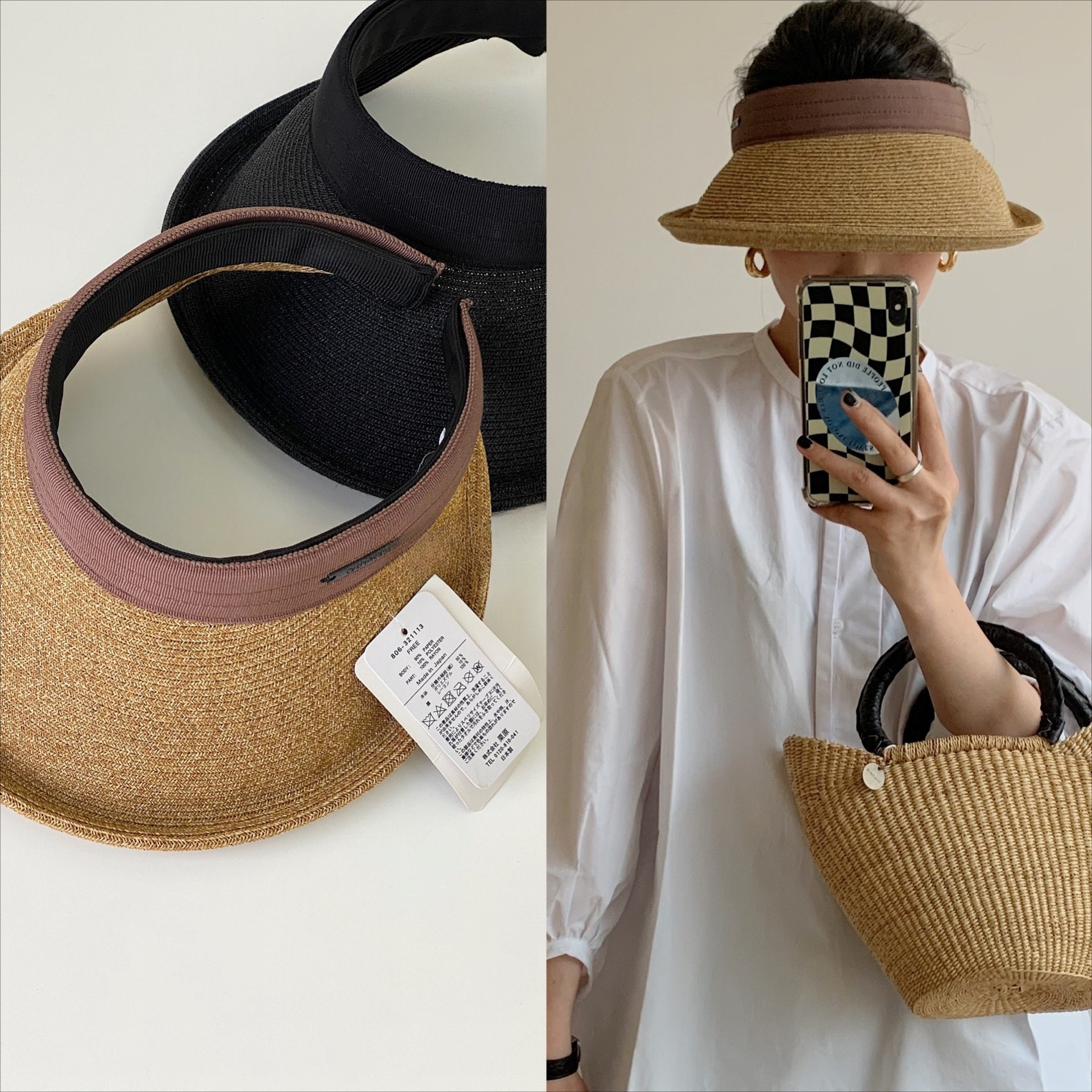 韩版百搭女士UV-CUT防晒空顶草帽男女通用夏季宽檐遮阳帽防紫外线