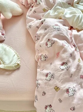hellokitty水洗棉单人被套单件被罩床单被单150x200230纯棉全棉