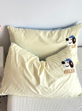 2025新款水洗毛巾绣棉单个枕套头套装一对装2非全棉纯棉48cmx74cm