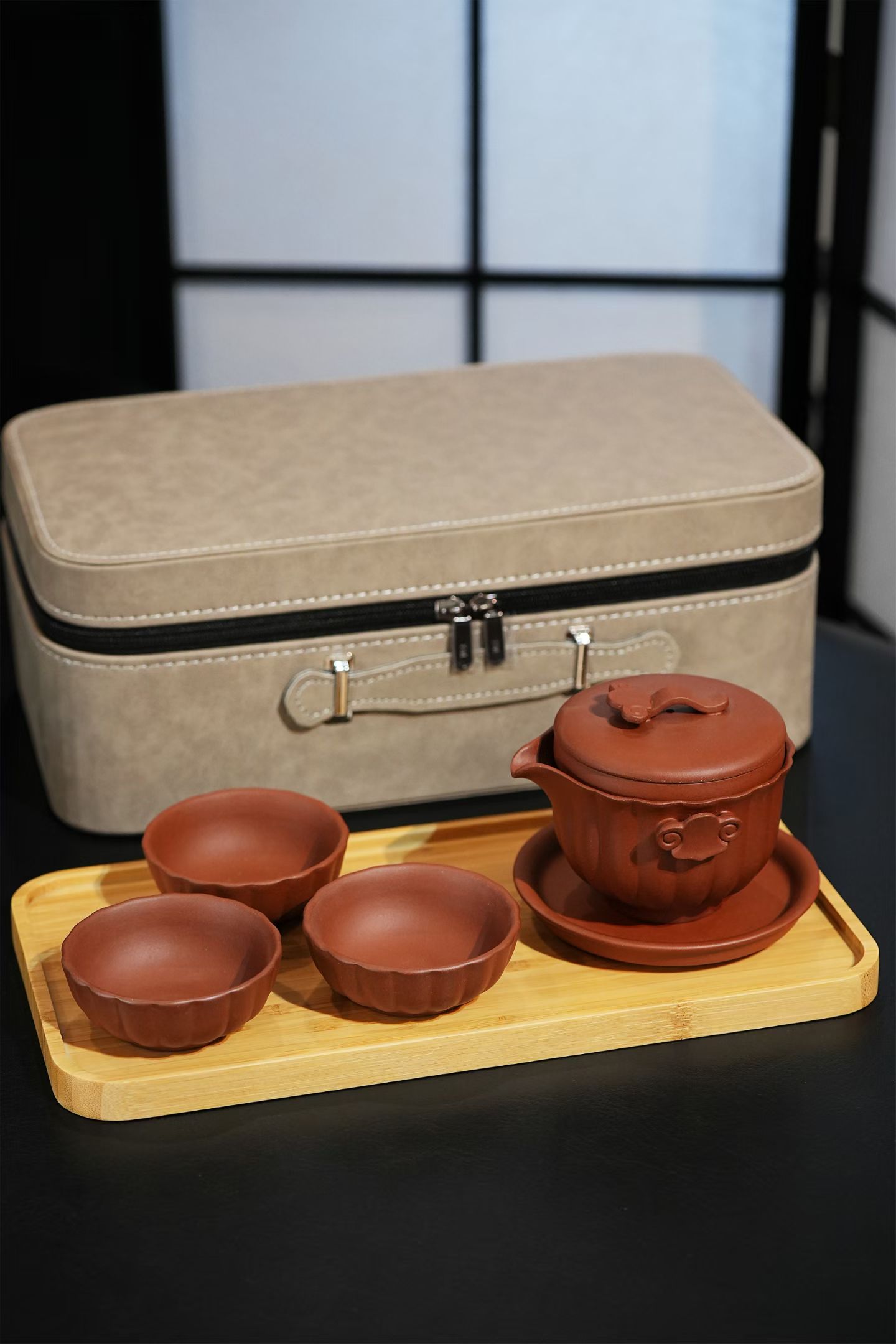 紫砂旅行茶具套装户外便携式功夫茶具家用泡茶壶茶杯 容量180CC