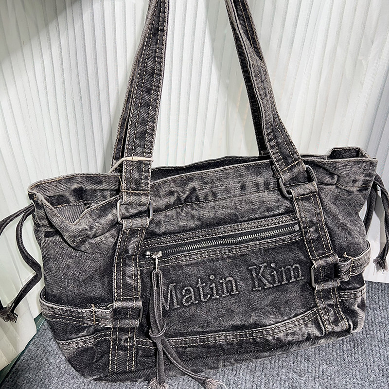 韩国小众matin kim复古牛仔托特包女大容量单肩腋下包休闲通勤包