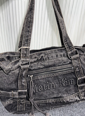 韩国小众matin kim复古牛仔托特包女大容量单肩腋下包休闲通勤包