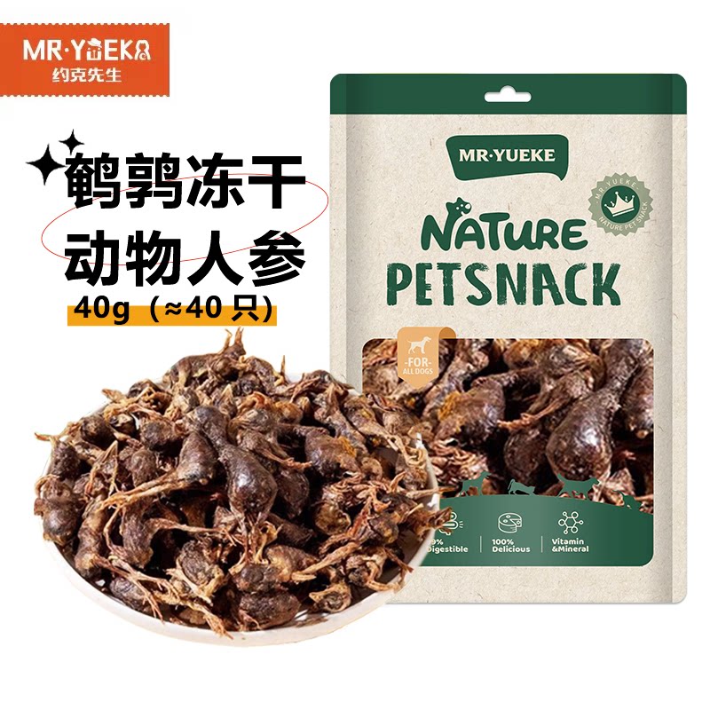 宠物零食猫狗通用磨牙训练奖励营养滋补天然整只冻干小鹌鹑40g