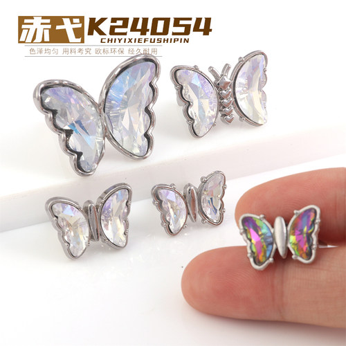 水钻蝴蝶乐福鞋插脚金属鞋扣