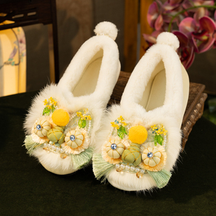 舞绣缘国潮虎头鞋冬季新款保暖鞋加绒老北京布鞋外穿两用加厚棉鞋