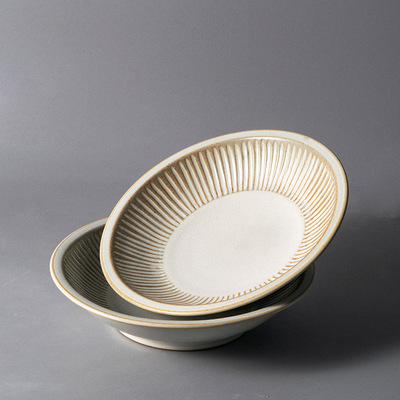 日式粗陶餐具手工景德镇盘子简约餐盘创意汤盘深盘复古托盘果盘