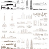 无锡江苏建筑城市天际线旅游线描稿景点剪影插画图设计地标志素材