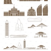 湛江广东城市建筑地标志设计插画图剪影天际线旅游线描稿景点素材