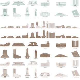 合肥安徽建筑城市天际线旅游线描稿插画图地标志设计剪影景点素材