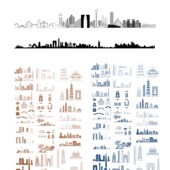 苏州江苏城市地标志建筑天际线旅游线描稿剪影设计插画图景点素材