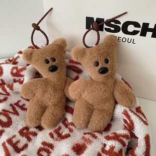 新款可爱泰迪熊毛绒公仔玩偶挂件背包憨豆熊歪头熊钥匙扣挂饰礼物