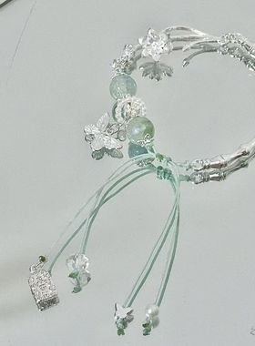 【之荷浅】新中式古风绿色清冷手链复古国风手饰手串小众设计蝴蝶
