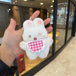 2只装新款ins可爱毛绒玩偶挂件小兔子吱吱叫钥匙挂扣学生装饰挂件
