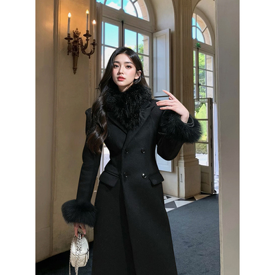 顶楼女主 冬装富家千金韩系通勤呢子轮廓感大衣修身中长款外套女