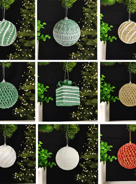 精品圣诞球挂饰圣诞节装饰品红色金色吊球商场酒店场景布置氛围件