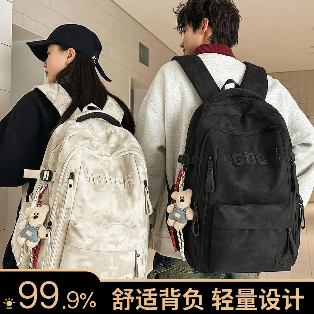 德国新款减负双肩包女百搭时尚男初中生大学生大容量背包男款书包