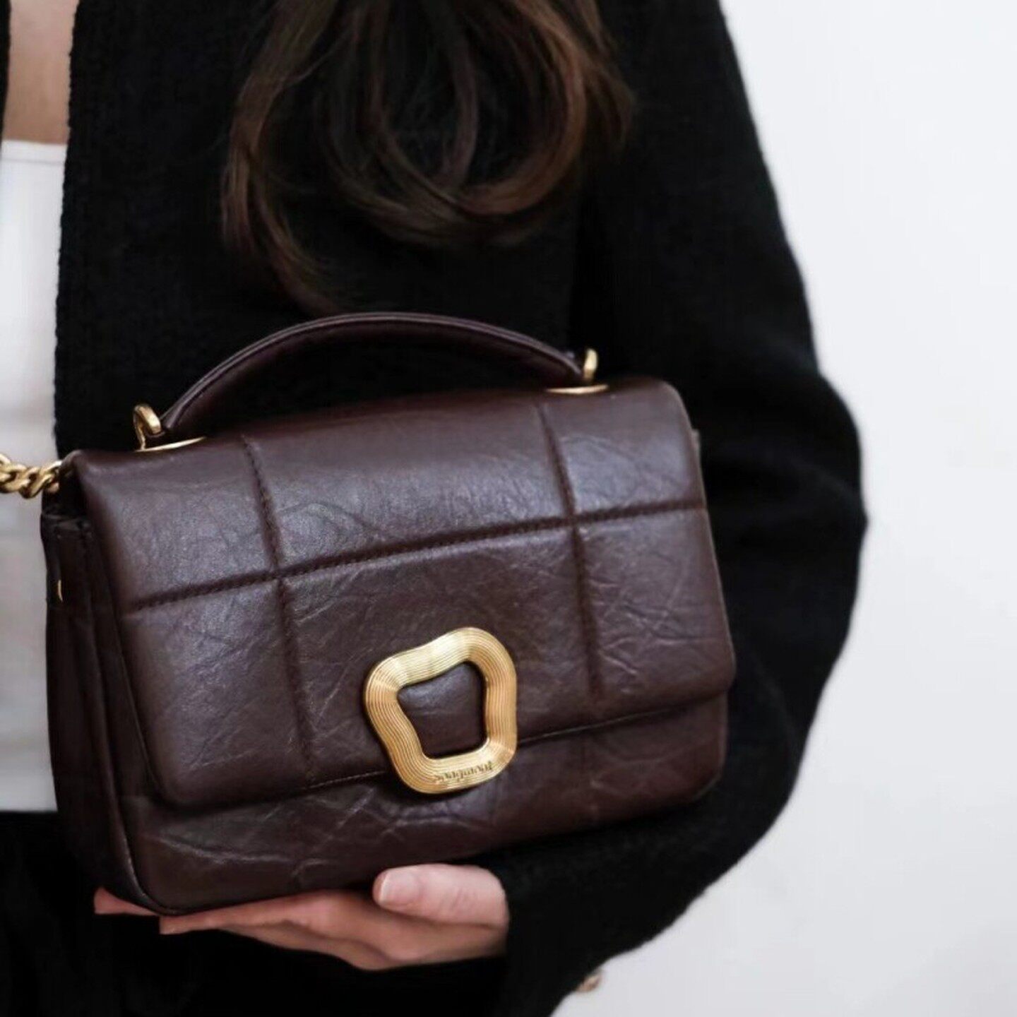 法国Colorin Kite新款牛皮链条包单肩斜挎小众设计小香风腋下软包