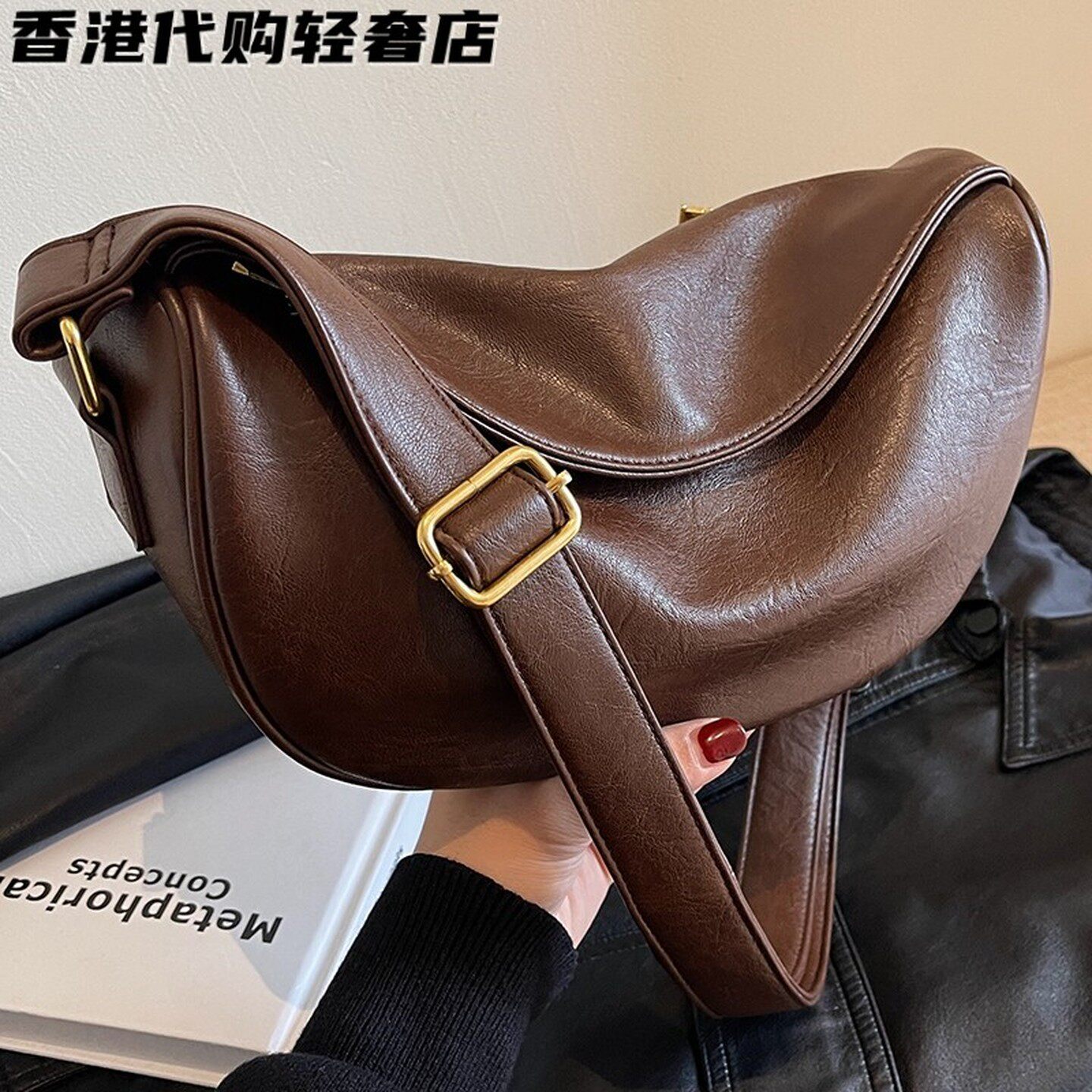 法国ZAMP正品高品质软皮马鞍包女士2026新款大容量真皮单肩斜挎包