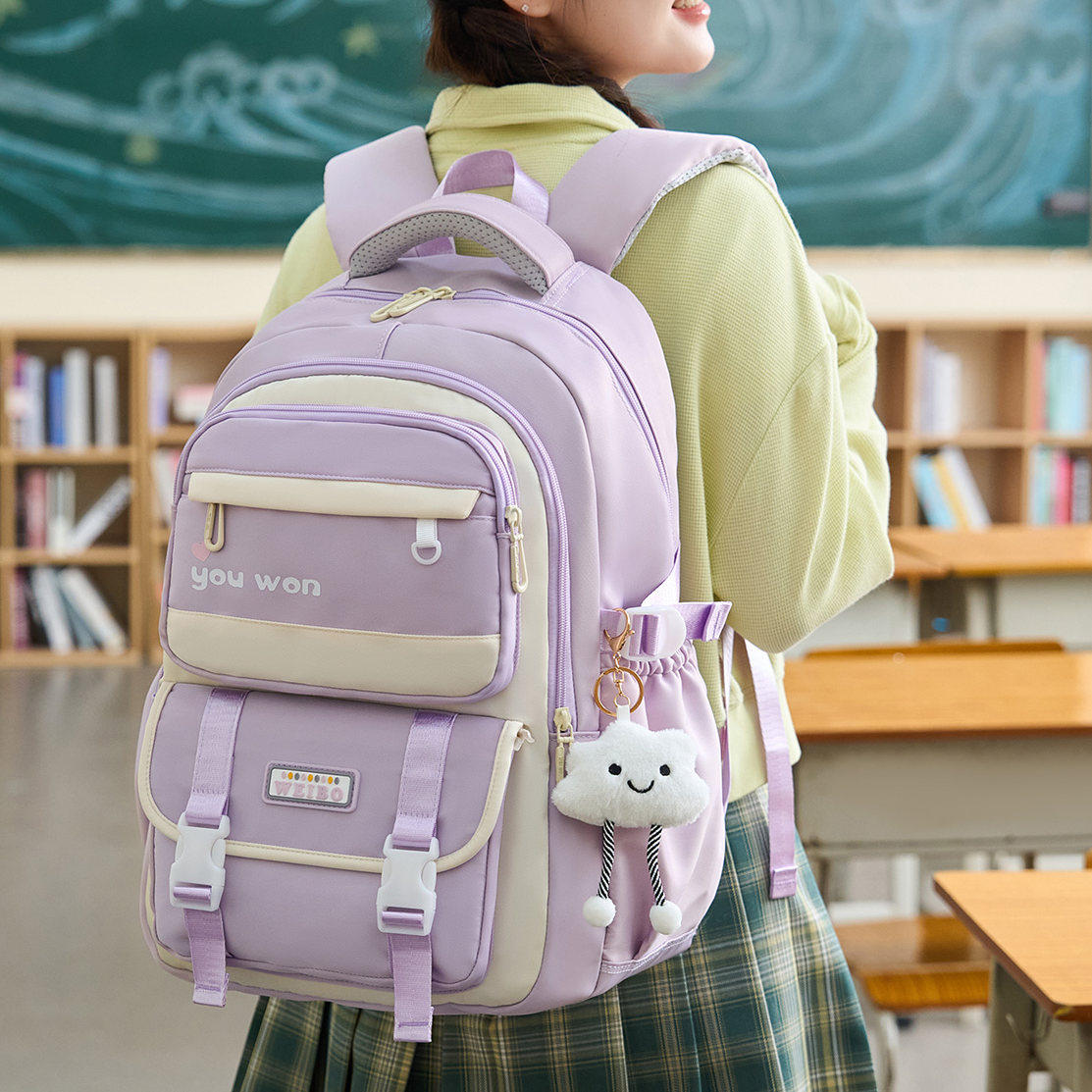 减压护脊书包女高中生大容量减负防水初中生小学生五六年级双肩包