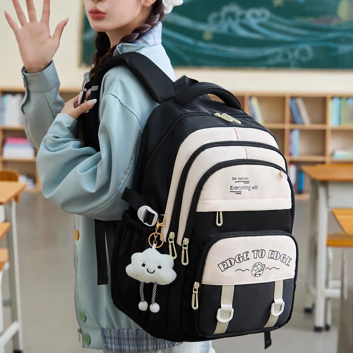 新款减负护脊书包女小学生五六年级背包大容量轻便初中生高中背包