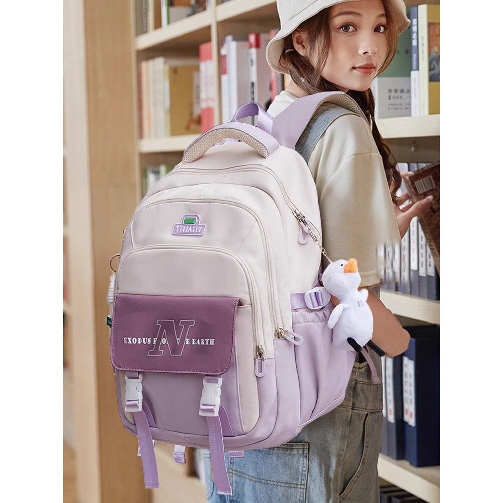 日本进口2025新款初中生女减负护脊书包初高中生大容量简约大学生