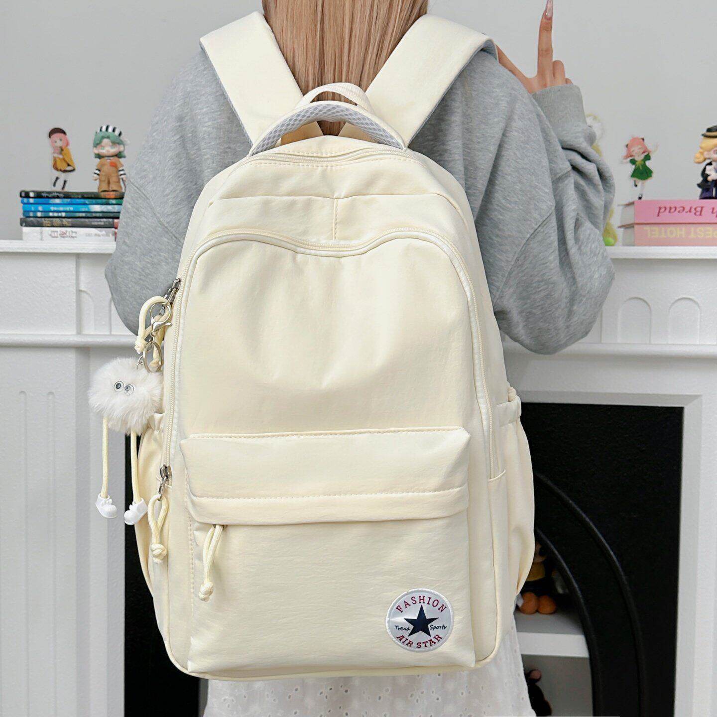 法国Colorin Kite简约大容量纯色书包女初中生双肩包休闲高中背包