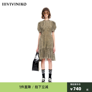 微A字碎花连身裙女M320616138E IIIVIVINIKO2023夏新品