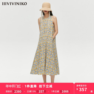 印花连衣裙女M120628151D IIIVIVINIKO春夏新品 新疆棉背心式