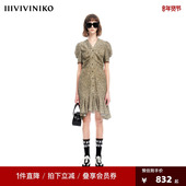 IIIVIVINIKO2023夏新品 V领修身 碎花连身裙女M320612138E