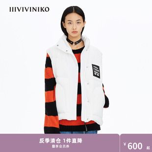 设计师品牌 IIIVIVINIKO冬季 紫色立领女士羽绒马夹背心