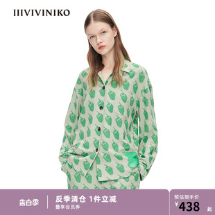 女S212102370A IIIVIVINIKO胶囊系列显瘦草莓提花莓提花睡衣式 衬衫