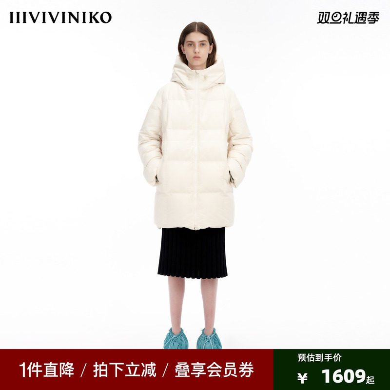 IIIVIVINIKO“大鹅棉感羽绒”连帽H型羽绒服女M349105038F