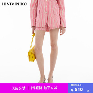 【Solotex纱线】IIIVIVINIKO夏季新款多巴胺条纹休闲短裤子女