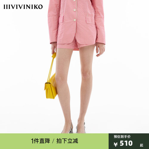 【Solotex纱线】IIIVIVINIKO夏季新款多巴胺条纹休闲短裤子女